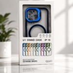 Magnetic Stand Case for iPhone 15 – Blue – alternate view
