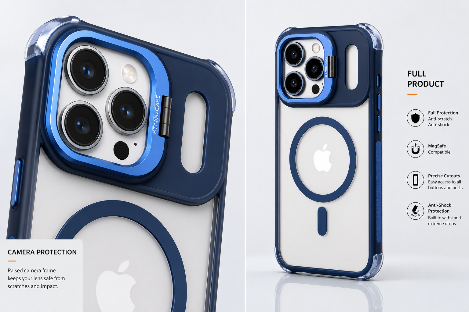 Magnetic Stand Case for iPhone 17 Pro Max – Blue 3 Magnetic Stand Case for iPhone 17 Pro Max – Blue – alternate view