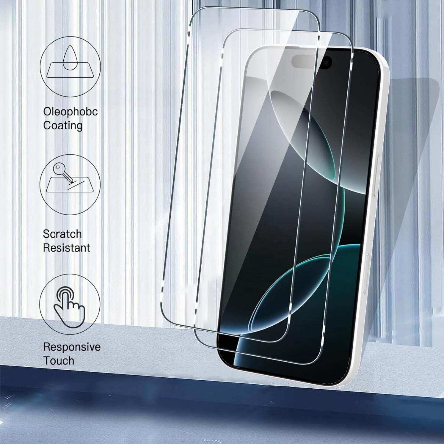 iPhone 15 Plus Clear Glass Screen Protector 3 iPhone 15 Plus Clear Glass Screen Protector – alternate view