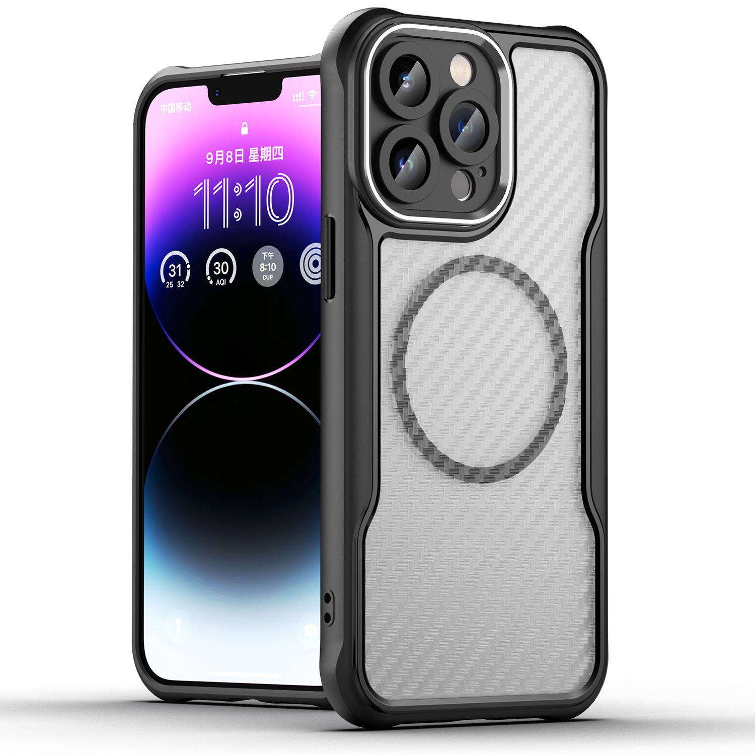 Carbon Fiber MagSafe Case for iPhone 18 Pro Max Carbon Fiber MagSafe Case – White/Gold (iPhone)